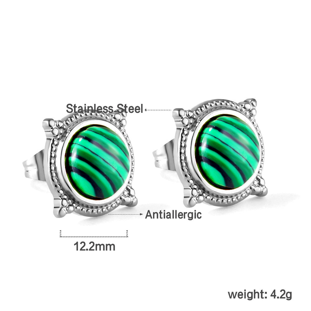 Round with blue turquoise earrings asonjewelry