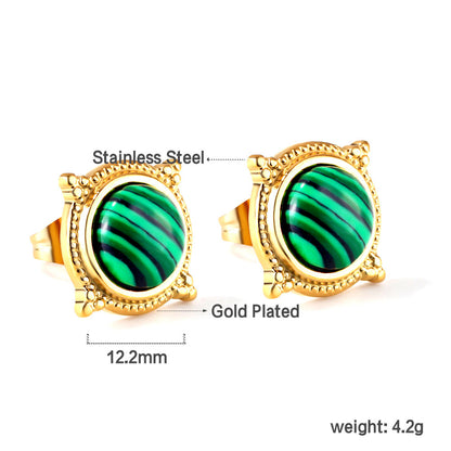 Round with blue turquoise earrings asonjewelry