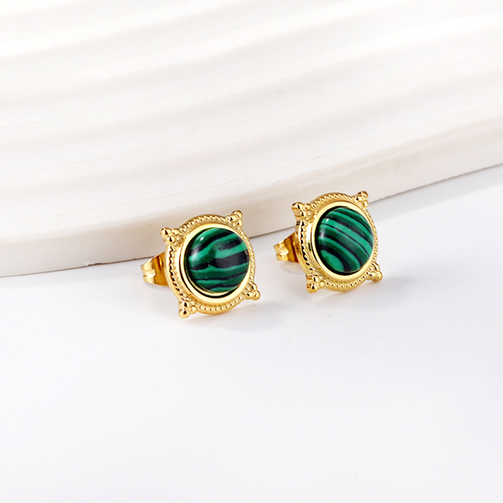 Round with blue turquoise earrings asonjewelry