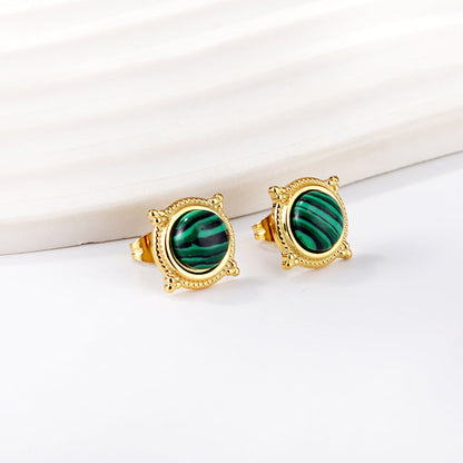 Round with blue turquoise earrings asonjewelry