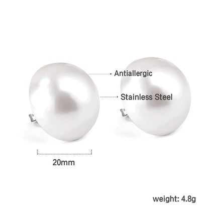 20mm half white pearl earrings asonjewelry