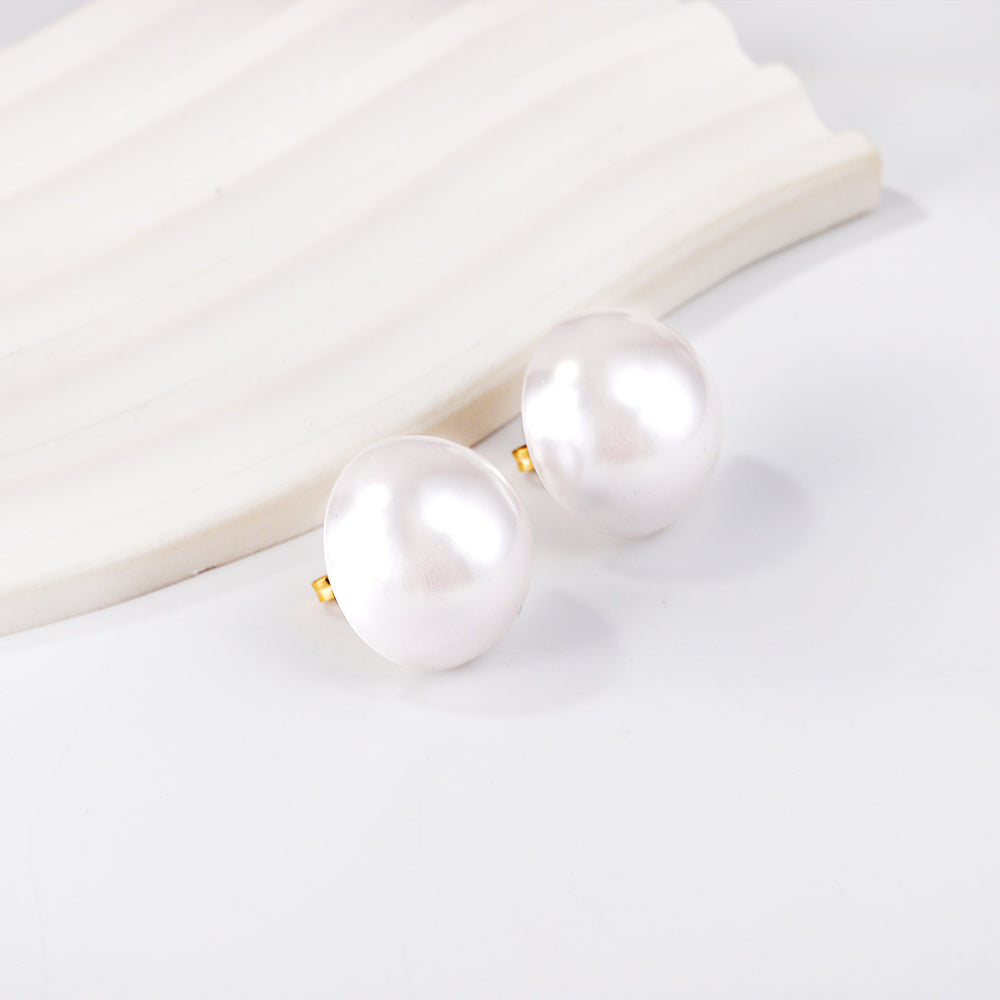 20mm half white pearl earrings asonjewelry