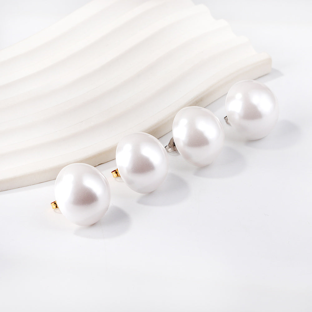 20mm half white pearl earrings asonjewelry