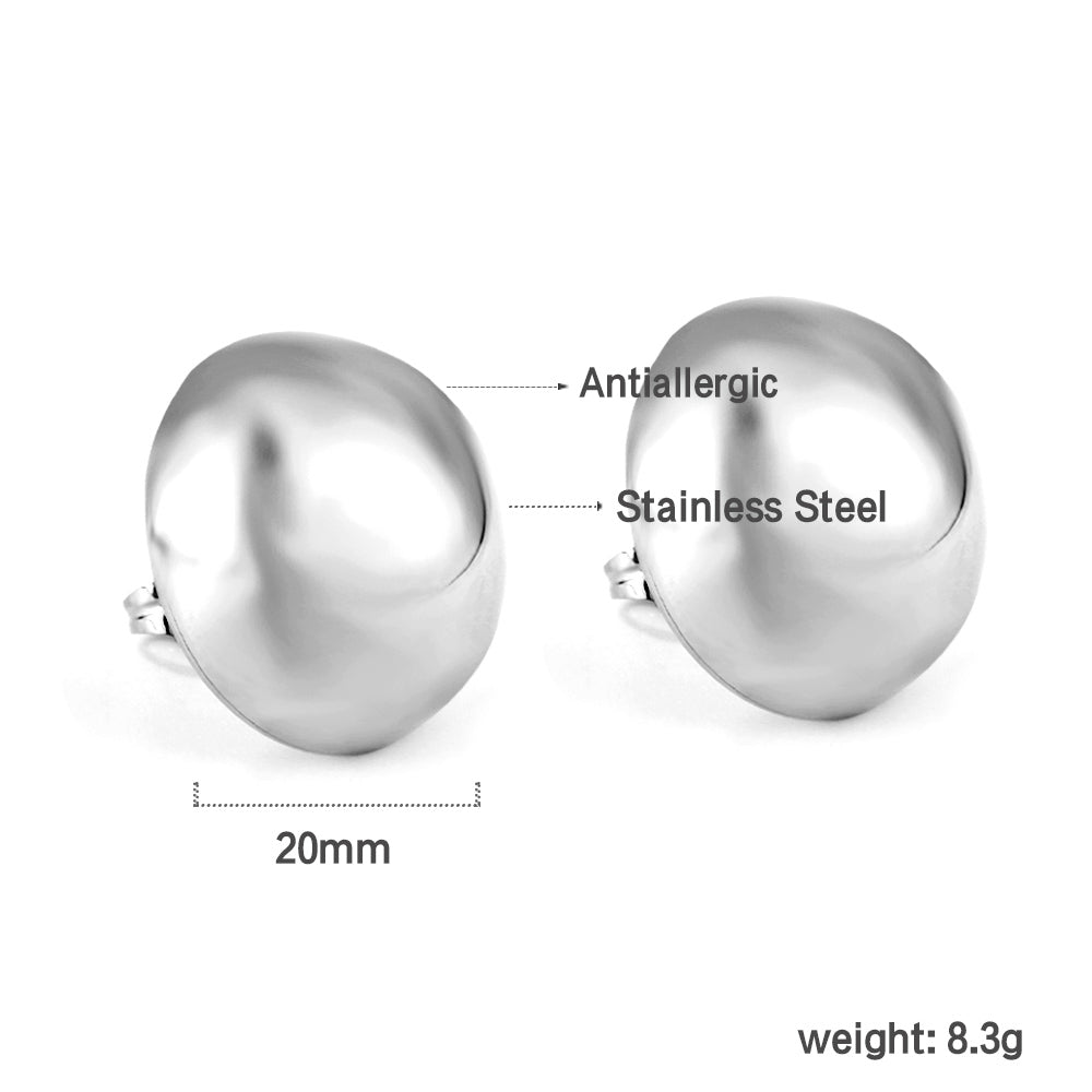 20mm half steel bead earrings asonjewelry