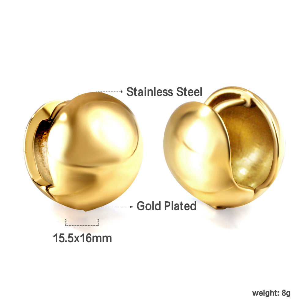 Steel-colored steel bead hollow ear clasp 15mm asonjewelry