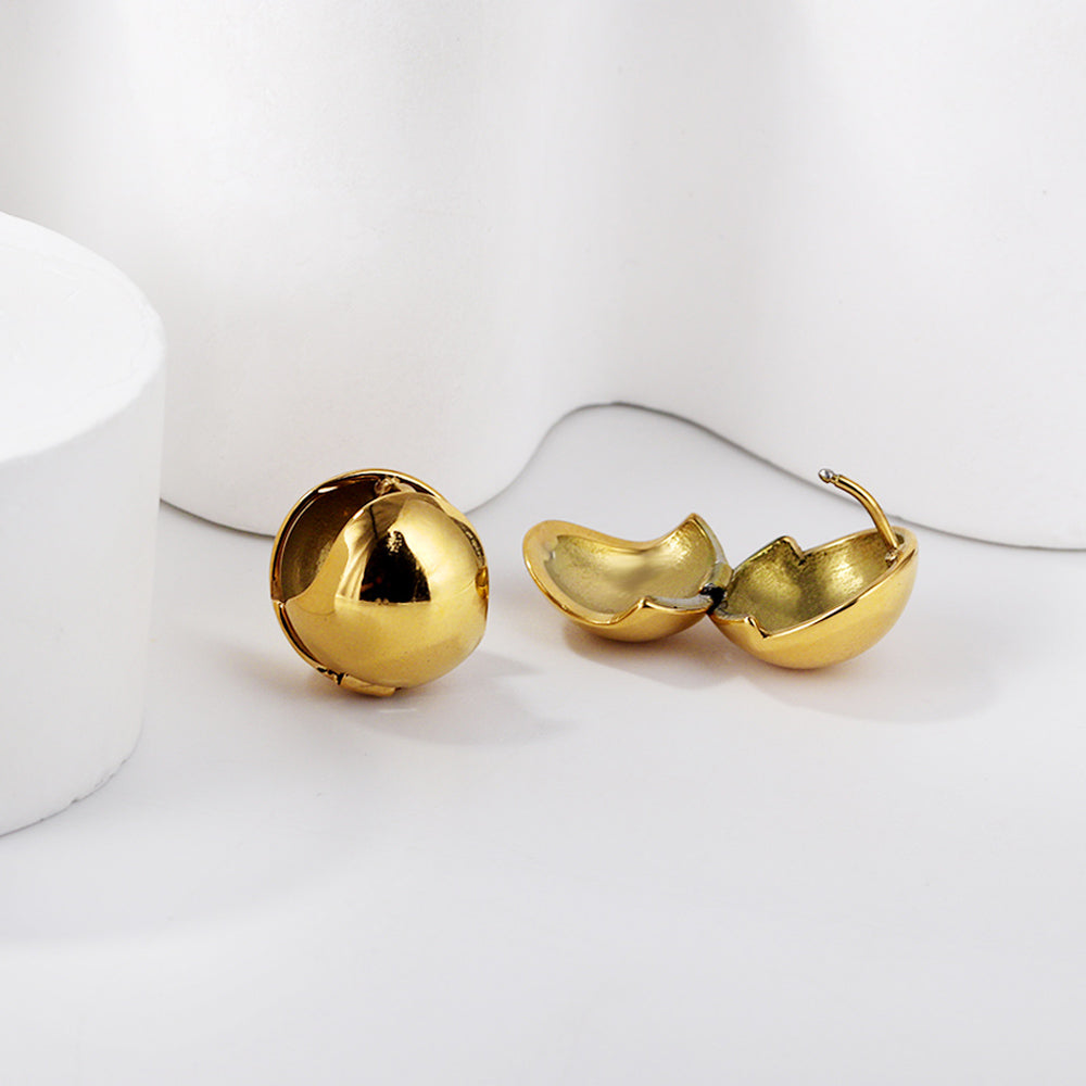 Steel-colored steel bead hollow ear clasp 15mm asonjewelry