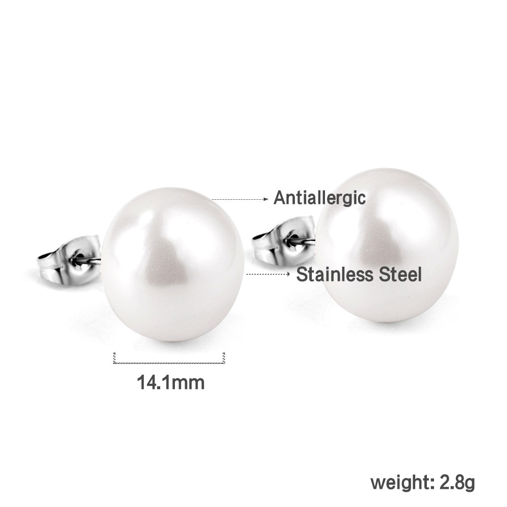 14mm flat white pearl stud earrings asonjewelry