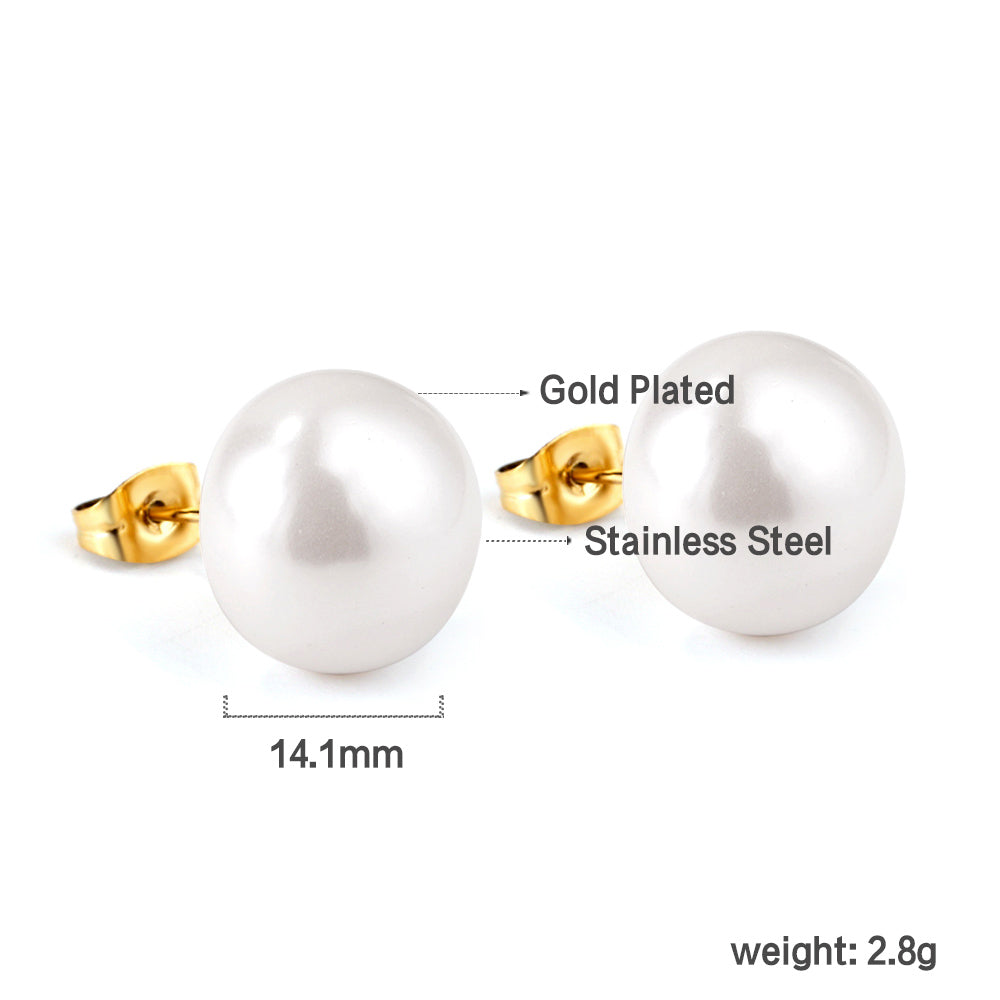 14mm flat white pearl stud earrings asonjewelry