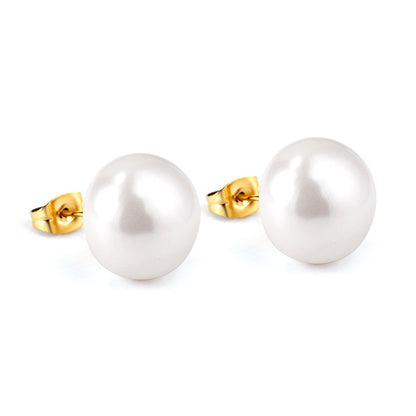 14mm flat white pearl stud earrings asonjewelry