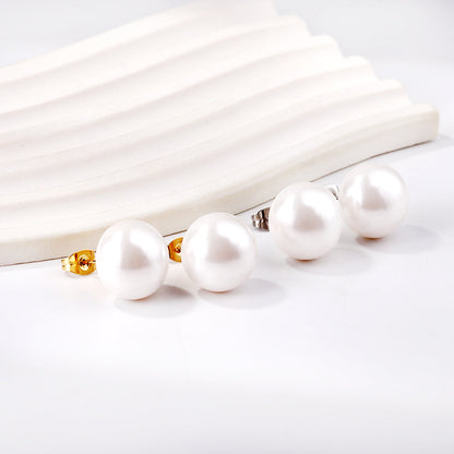 14mm flat white pearl stud earrings asonjewelry