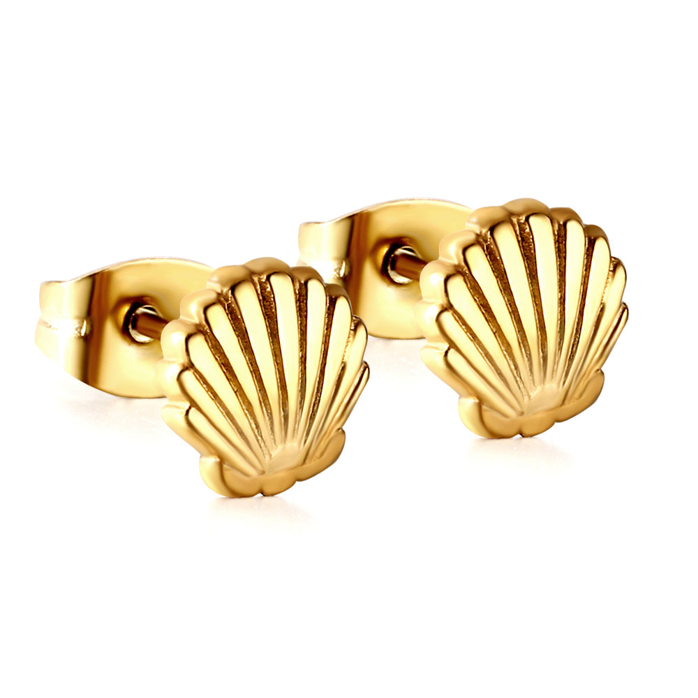 Gold Shell Cut Earrings asonjewelry