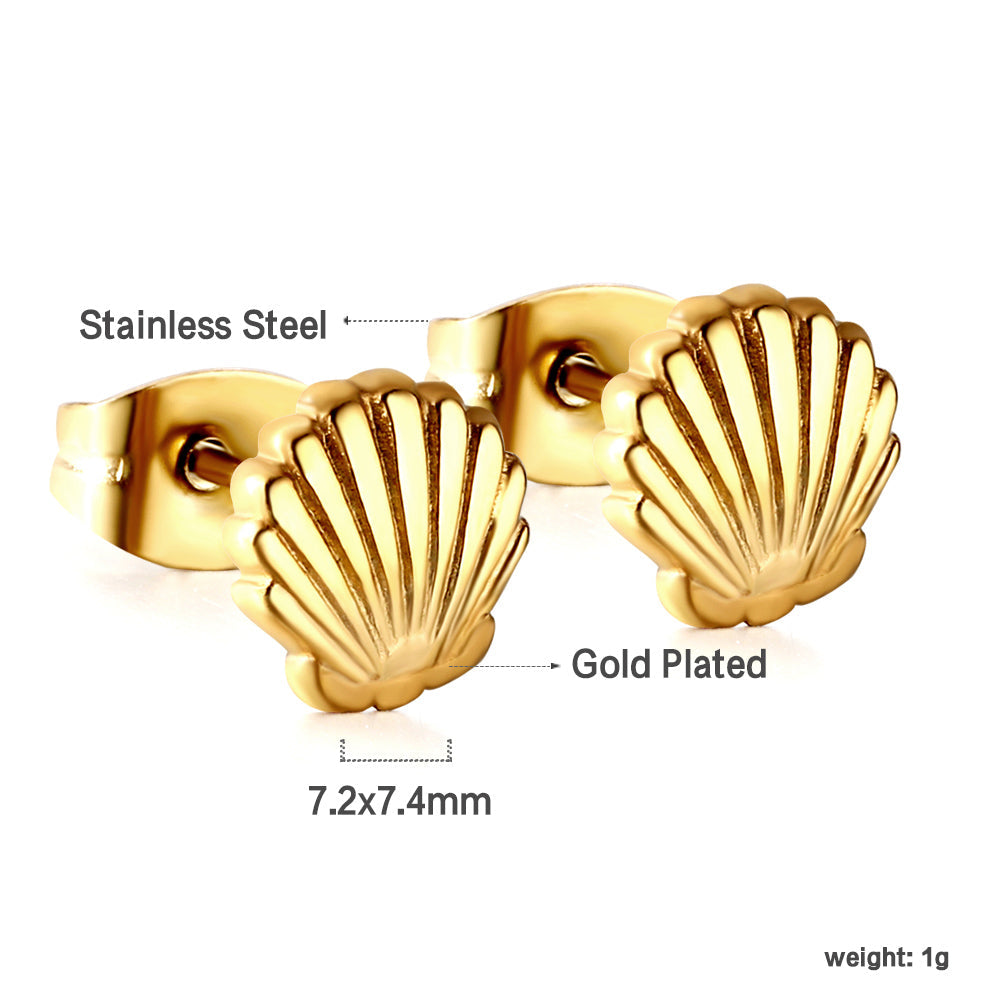 Gold Shell Cut Earrings asonjewelry