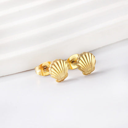 Gold Shell Cut Earrings asonjewelry