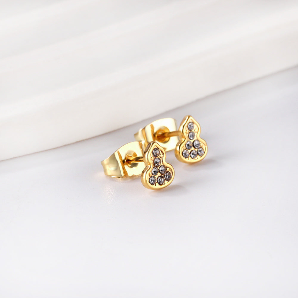Gold gourd cut earrings with diamonds asonjewelry
