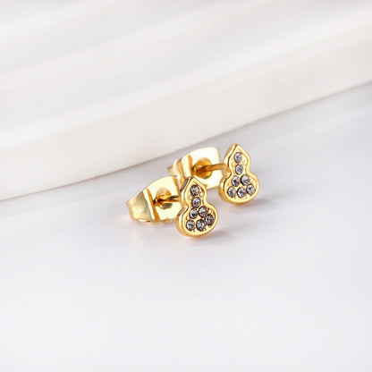 Gold gourd cut earrings with diamonds asonjewelry