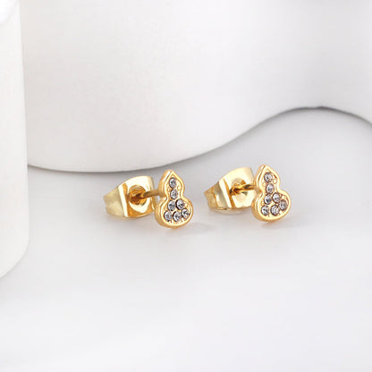 Gold gourd cut earrings with diamonds asonjewelry