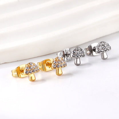 Gold mushroom cut earrings with diamonds asonjewelry