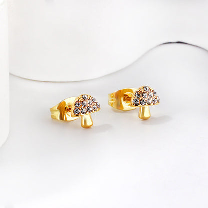 Gold mushroom cut earrings with diamonds asonjewelry