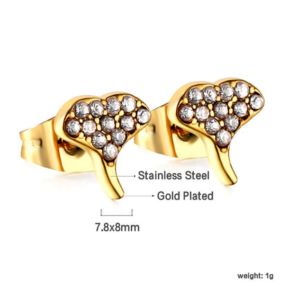 Gold fan leaf cut earrings with diamonds asonjewelry