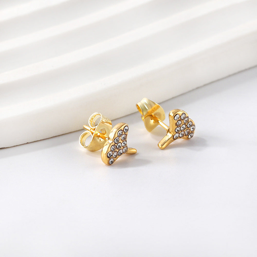 Gold fan leaf cut earrings with diamonds asonjewelry