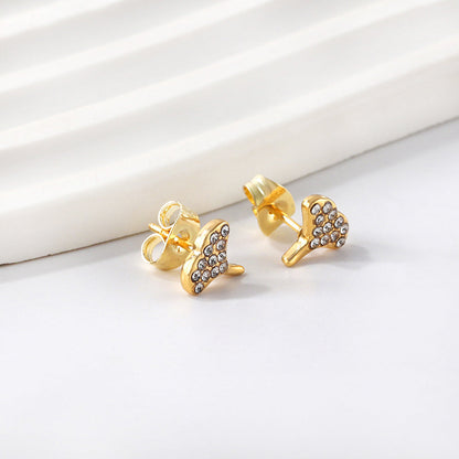 Gold fan leaf cut earrings with diamonds asonjewelry