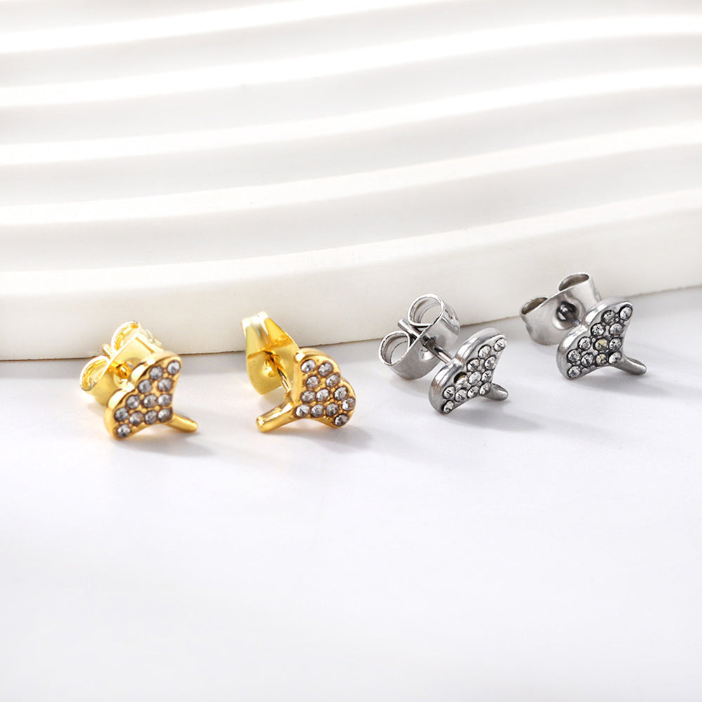 Gold fan leaf cut earrings with diamonds asonjewelry