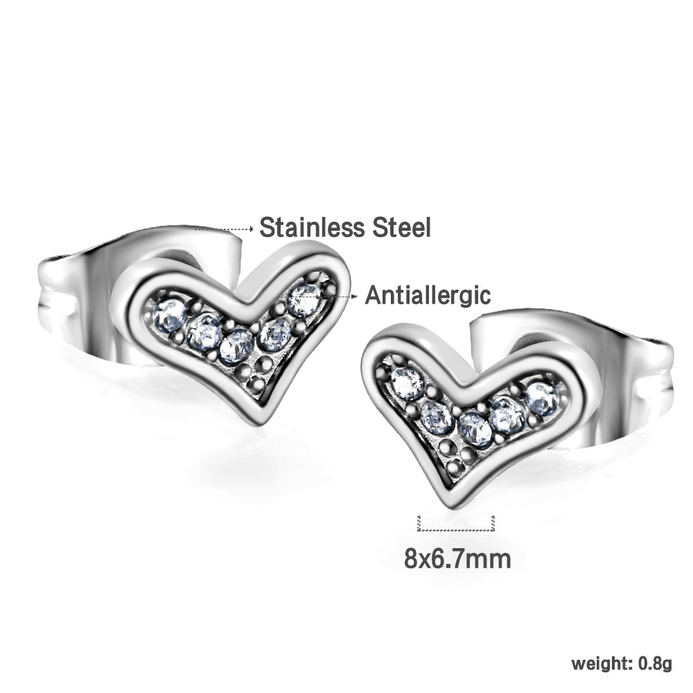 Gold crooked heart cut earrings with diamonds asonjewelry