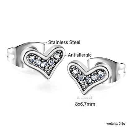 Gold crooked heart cut earrings with diamonds asonjewelry