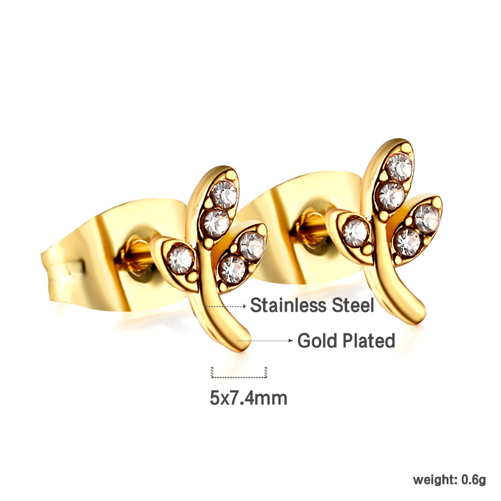 Golden Leaf cut earrings with diamonds asonjewelry