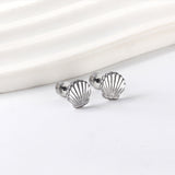 12 pairs Screw In Shell Shape Stud Earrings Gold / Steel