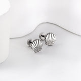 12 pairs Screw In Shell Shape Stud Earrings Gold / Steel