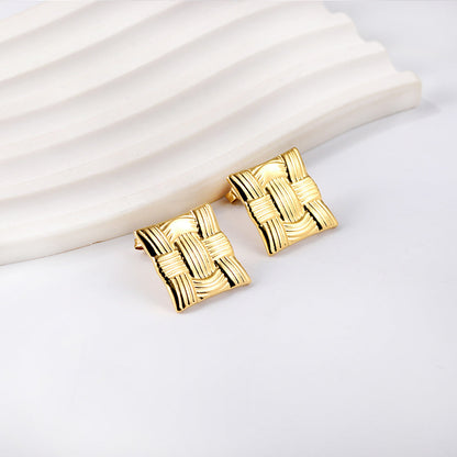 Golden Square Knit Earrings asonjewelry