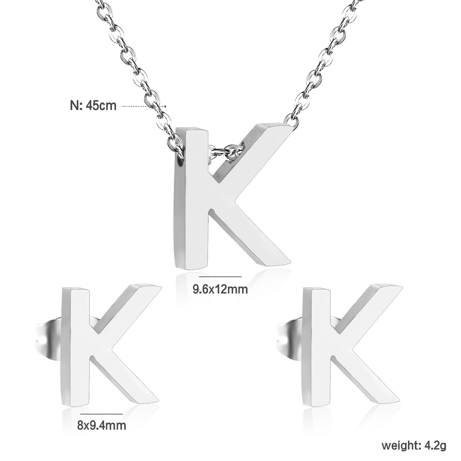 Steel/Gold Cut Letters Set without Diamonds A-Z asonjewelry