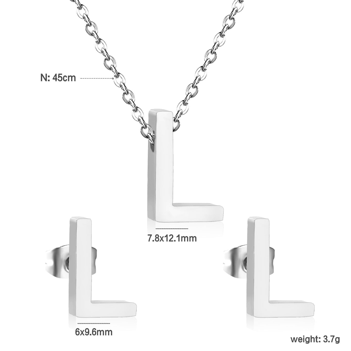 Steel/Gold Cut Letters Set without Diamonds A-Z asonjewelry