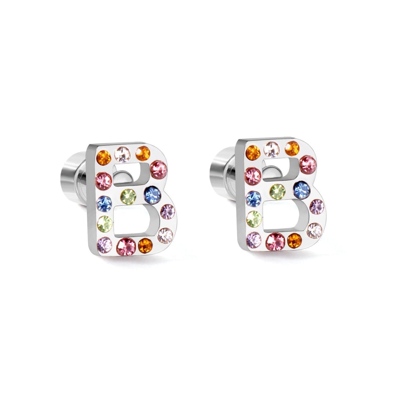 12 pairs Steel/Gold Monogram Screwback Earrings A-Z asonjewelry