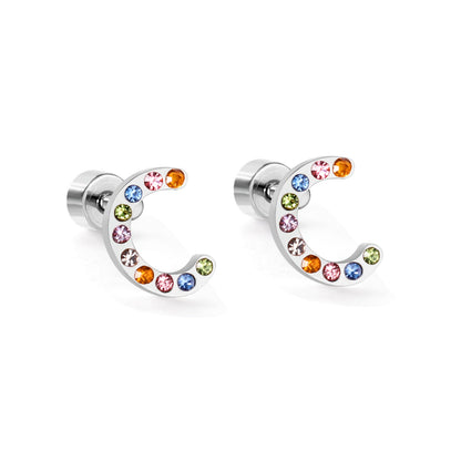 12 pairs Steel/Gold Monogram Screwback Earrings A-Z asonjewelry