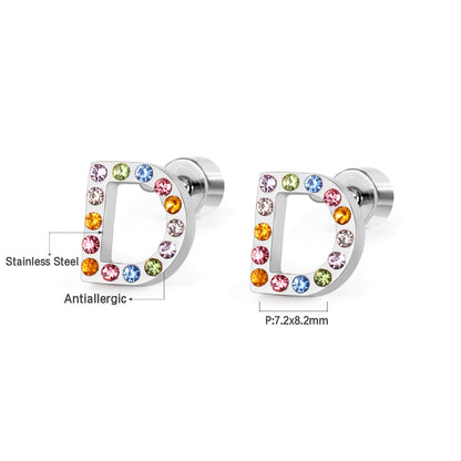 12 pairs Steel/Gold Monogram Screwback Earrings A-Z asonjewelry