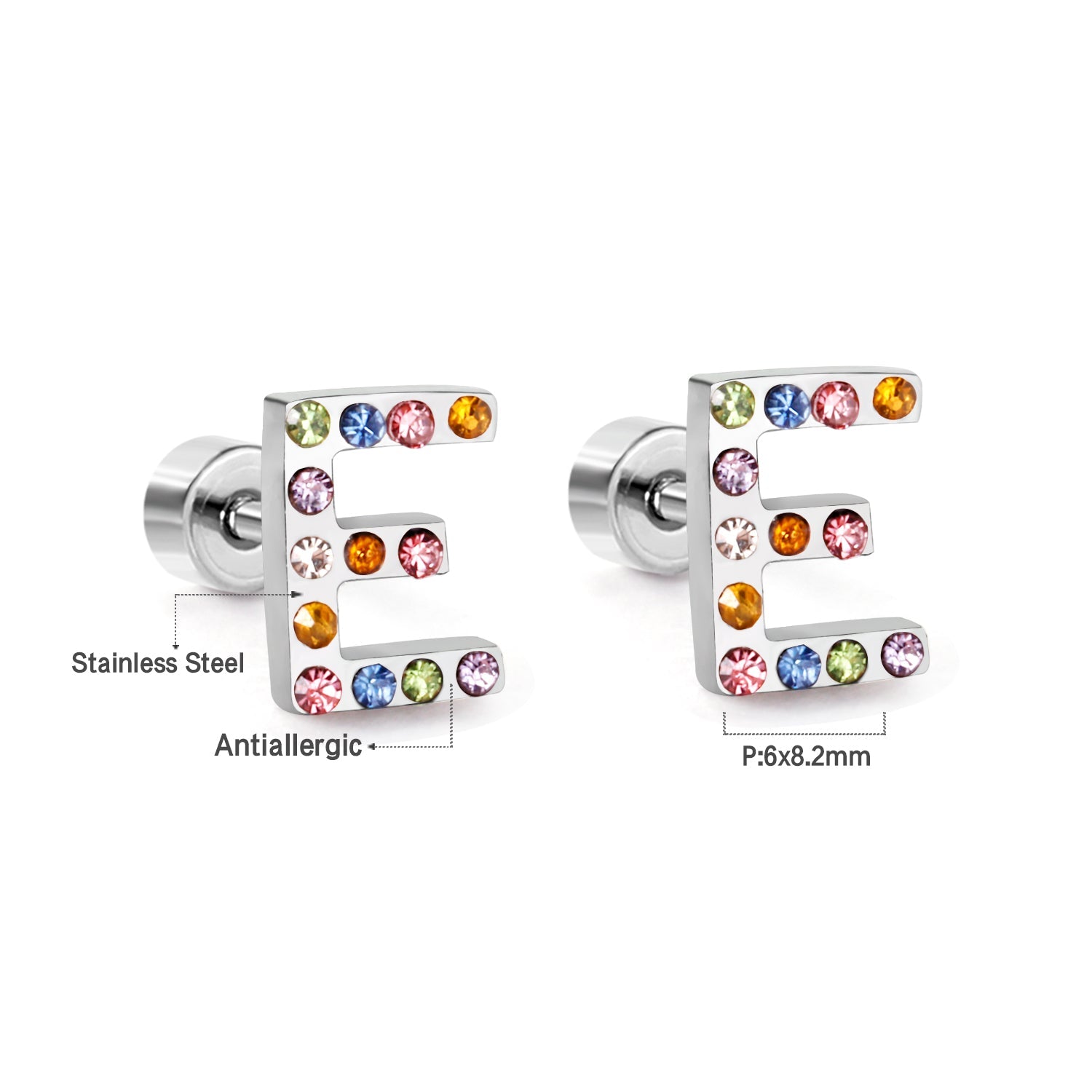 12 pairs Steel/Gold Monogram Screwback Earrings A-Z asonjewelry