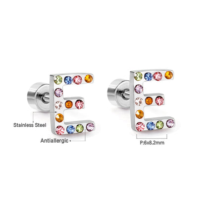 12 pairs Steel/Gold Monogram Screwback Earrings A-Z asonjewelry