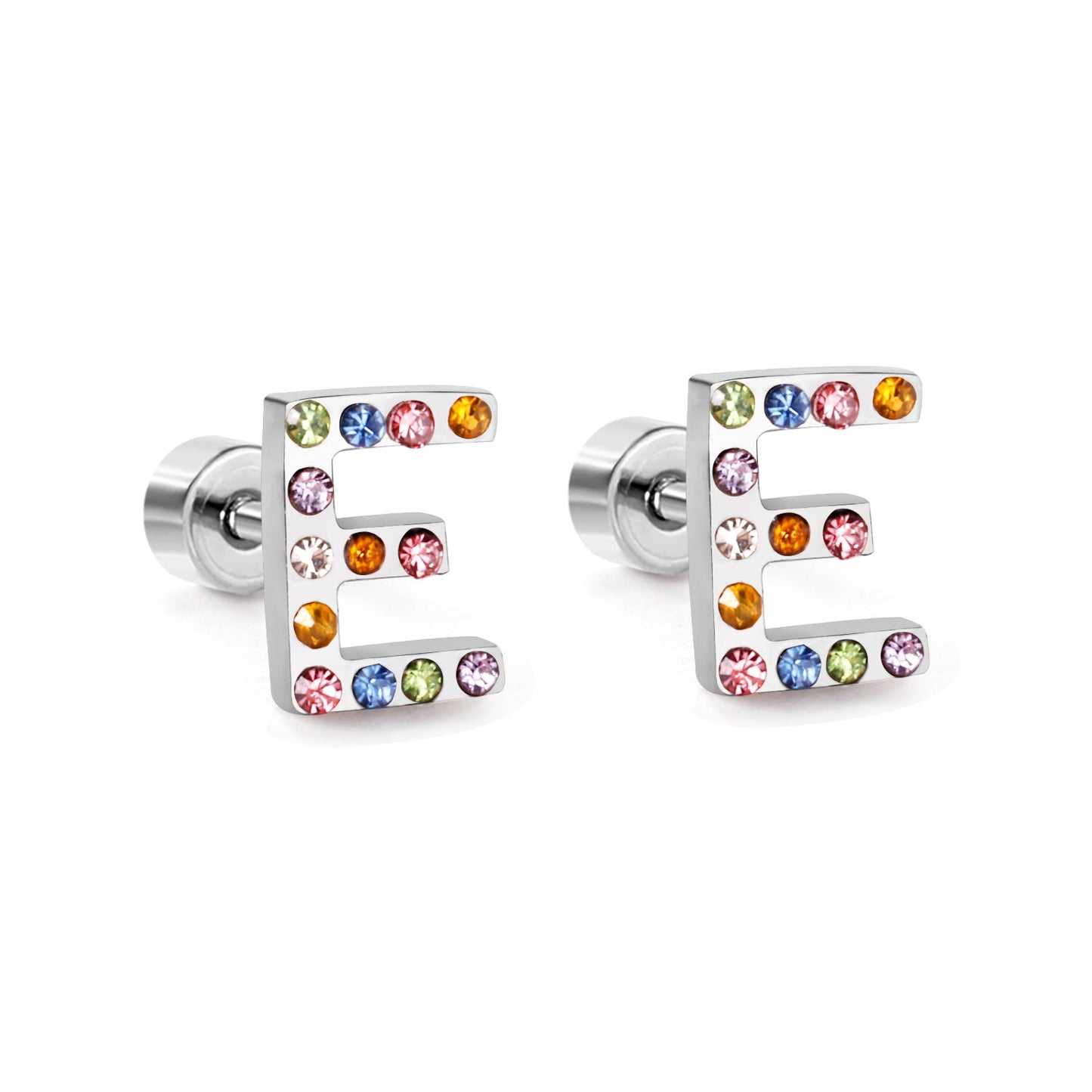 12 pairs Steel/Gold Monogram Screwback Earrings A-Z asonjewelry