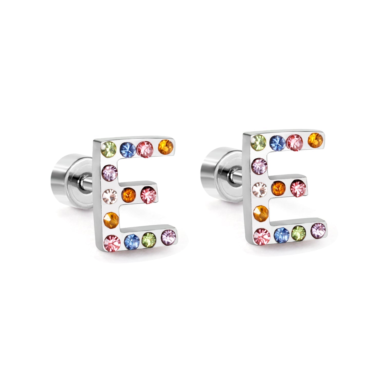 12 pairs Steel/Gold Monogram Screwback Earrings A-Z asonjewelry