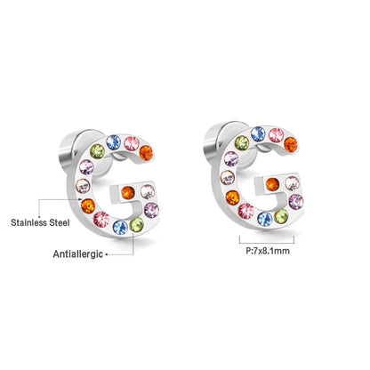 12 pairs Steel/Gold Monogram Screwback Earrings A-Z asonjewelry