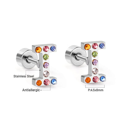 12 pairs Steel/Gold Monogram Screwback Earrings A-Z asonjewelry