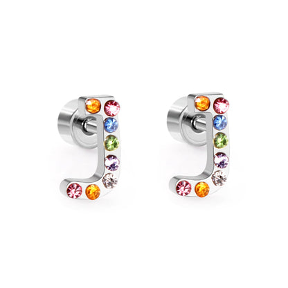 12 pairs Steel/Gold Monogram Screwback Earrings A-Z asonjewelry