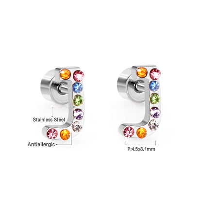 12 pairs Steel/Gold Monogram Screwback Earrings A-Z asonjewelry