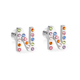 12 pairs Steel/Gold Monogram Screwback Earrings A-Z