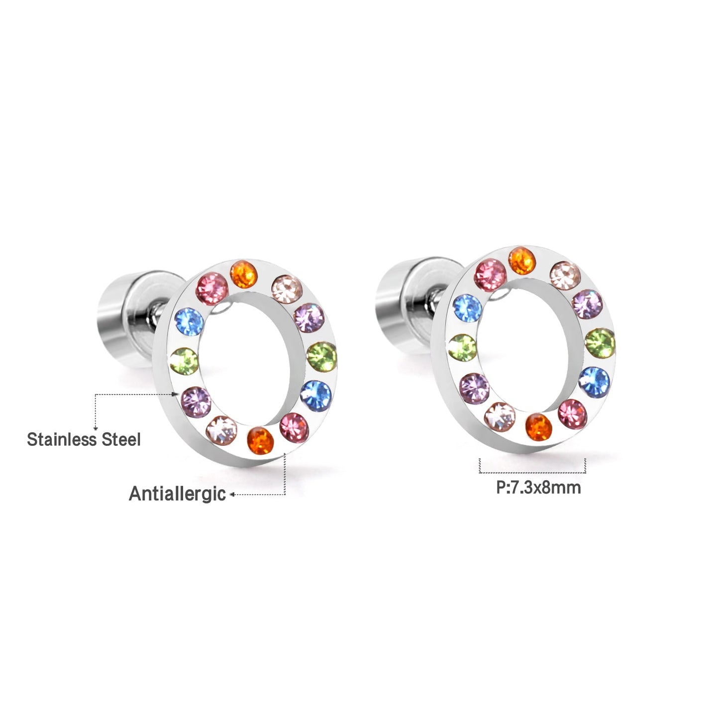 12 pairs Steel/Gold Monogram Screwback Earrings A-Z asonjewelry