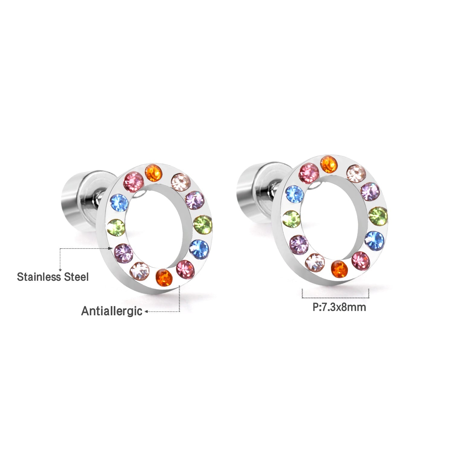 12 pairs Steel/Gold Monogram Screwback Earrings A-Z asonjewelry