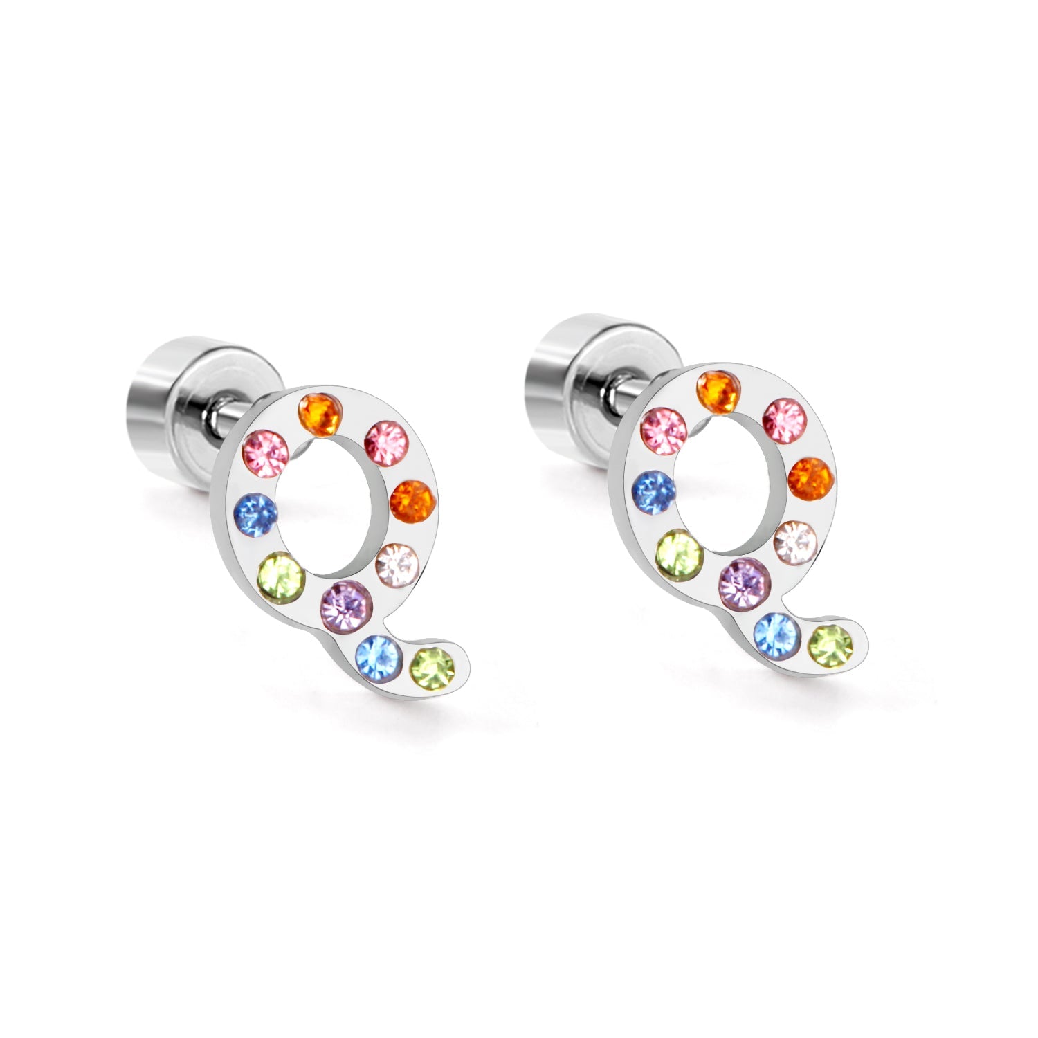 12 pairs Steel/Gold Monogram Screwback Earrings A-Z asonjewelry