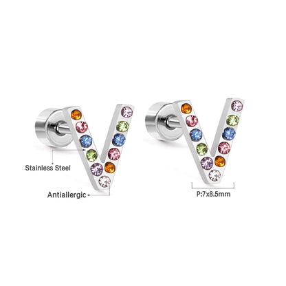 12 pairs Steel/Gold Monogram Screwback Earrings A-Z asonjewelry